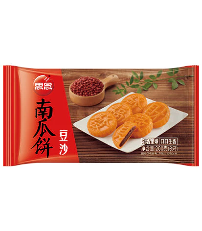 思念南瓜饼-豆沙200g Pumpkin Pie with Red Bean Filling 保质期：
