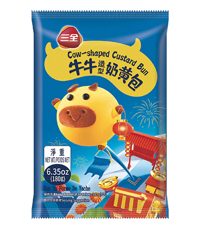 三全牛牛奶黃包180 SQ Custard Bun-Cow Shape 保质期08/07/2024