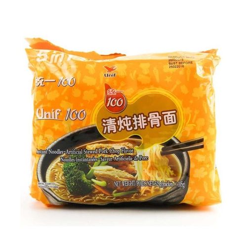 统一袋面-清炖排骨面-5连包装*100g/ CU Instant Noodle Pork 5 in bag*100g 保质期:17/08/22