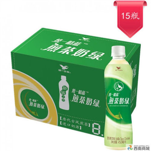 整箱统一阿萨姆煎茶奶绿 15*450ml UNI Milk Tea Drink -Green Assam Flavor  保质期：01/09/22