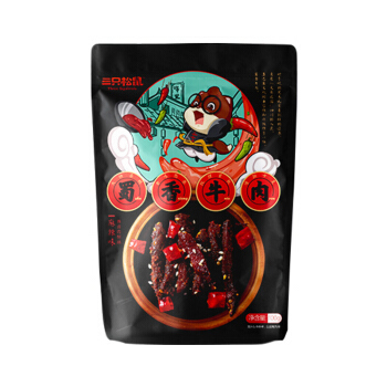 三只松鼠蜀香牛肉麻辣味 Three squirrel sichuan beef jerky mix pack (spicy)  保质期：