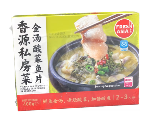 香源金汤酸菜鱼片 Tilapia Fillets with Pickled Vegetables in Sour  保质期：2025-02-27