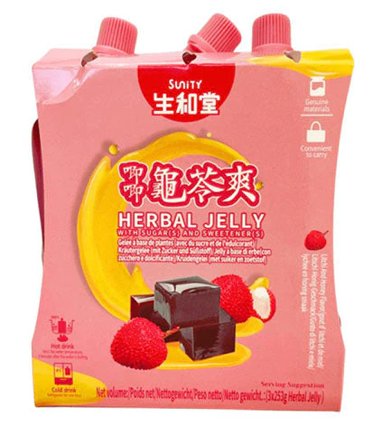 生和堂龟苓爽-荔枝蜂蜜(3连包)253g SU Herbal Jelly Drink - Litchi Honey (3 packs 保质期：01/11/2024