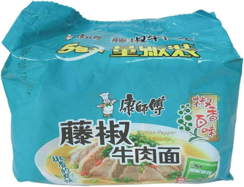 康师傅经典5连包-藤椒牛肉 KSF Artificial Beef With Chilli Flavour 保质期：08/07/2024